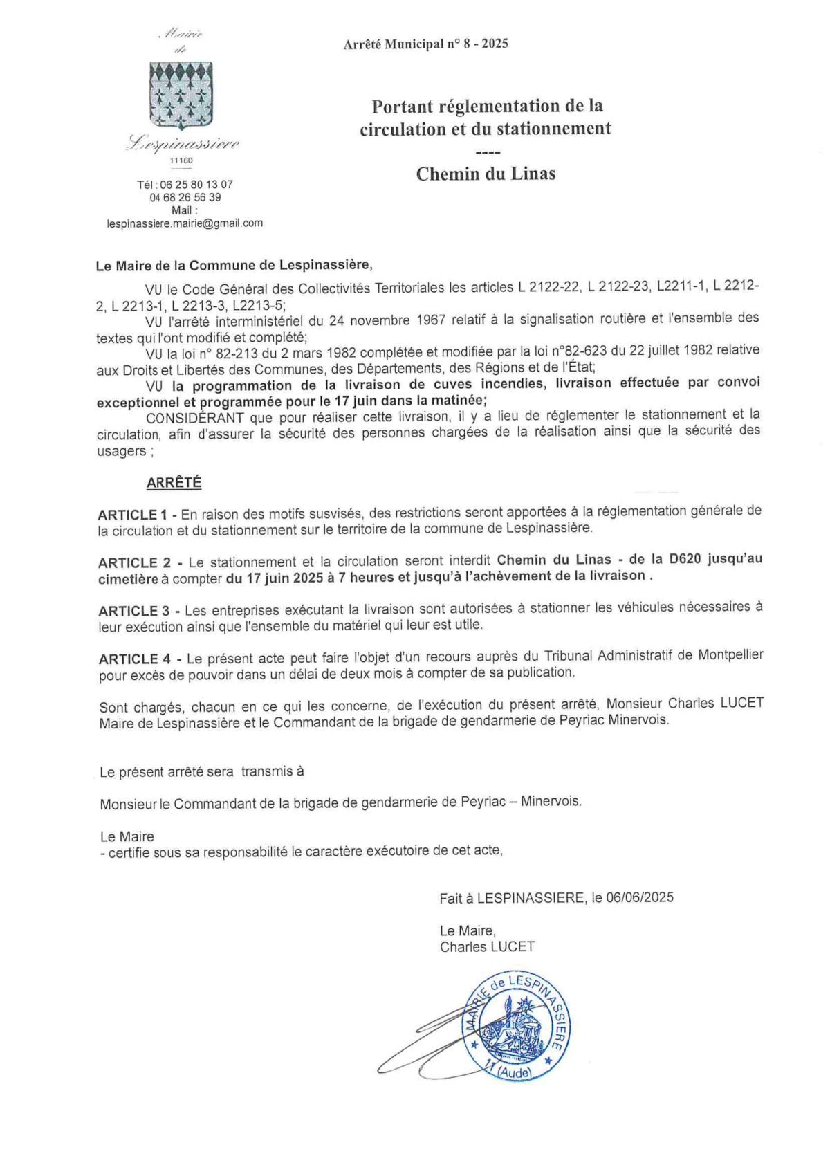 Arrete 8 2025 stationnement et circulation