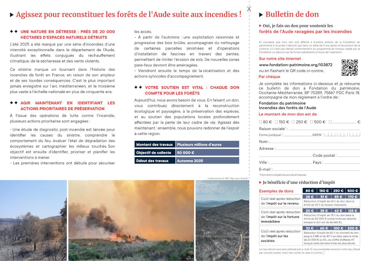 Bulletin de dons onf incendies 2