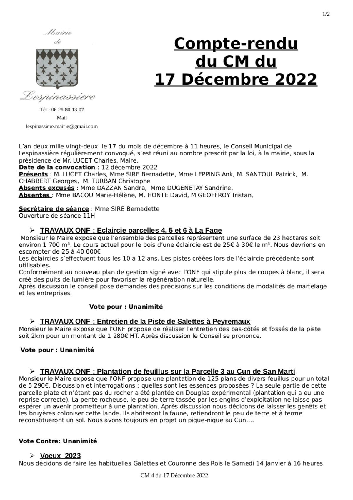 Compte rendu cm4 17 decembre 2022